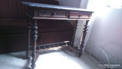 Szép antik ónémet márványlapos konzolasztal fiókos asztal