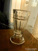 Régi  biedermeier 9 oldalú, talpas vastagfalu üveg pohár 1/12 l