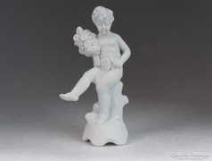 0M658 Régi fehér biszkvit porcelán angyal 12 cm