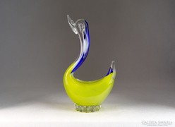 0N023 Színezett sárga üveg madár hattyú 22 cm