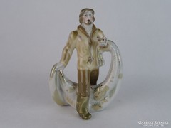 0M745 Hibátlan porcelán halász figura 22 cm