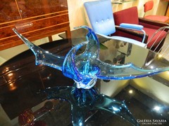 Hatalmas Murano kék kobalt színű üveg asztalközép