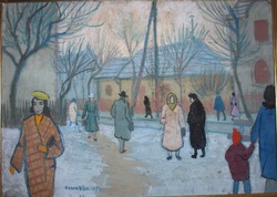 CZENE BÉLA festménye :Bosnyák utca c. 1959