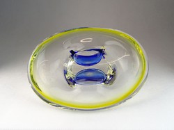 0N035 Fújtüveg BOHEMIA művészi üveg tál 22.5 cm