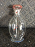 Art deco üveg butélia, színtelen üveg zománcfestett díszítéssel