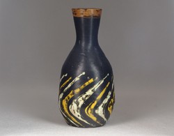 0M993 Régi Gorka Lívia sárga fekete kerámia váza