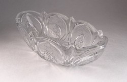 0N188 Régi ovális alakú csiszolt üveg kínáló tál