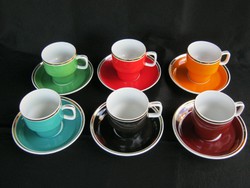 Hollóházi porcelán retro színes kávéskészlet kávés csésze