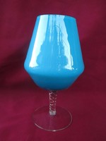 Csodás kék üveg kehely pohár 18,5 cm 1764