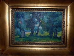 Emil Novotny's painting: poplar grove at the river Tisza