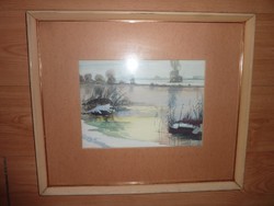 Altorjai Sándor: Behavazott vízpart, akvarell, 1964 jelzett