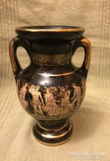 Görög amphora, amfóra, 24K aranyozott, kézzel festett
