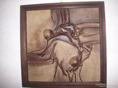 Artistic, modern leather picture 33 x 34 cm