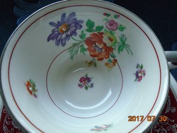 C.Knoll Karlsbad kézzel festett ezüst klasszikus és látványos Meisseni virágmintás teás csésze alátl