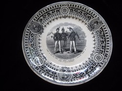 Sarreguemines antik , tányér  , katonai   jelenettel hibátlan , 20 cm