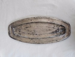 Hatalmas, 100 éves ezüstözött alpakka jelzett Szandrik pecsenyés tál, 55 x 23,5 cm