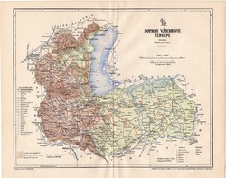 Sopron vármegye térkép 1894 II., XIX. századi, eredeti, megye, régi, antik, Magyarország