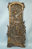 Gyönyörű szép régi szecessziós tavi tündéres öntöttvas falikép