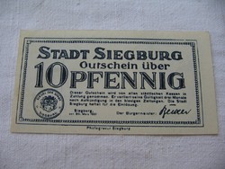 10 Pfennig 1921 Siegburg Hajtatlan