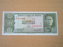 BOLIVIA 10 PESOS 1962 BUSCH