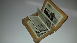 Antik balatoni emlék fa dísz doboz fekete-fehér képekkel