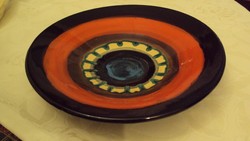 Numbered industrial art, glazed ceramic, hanging wall plate or fruit bowl. (28 Cm diam.)