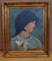 MÜHLBECK Károly (1869-1943) festmény, Női portré