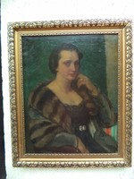 Czencz  János Női po Fedák Sári portréja olaj vászon festmény 1931 ből