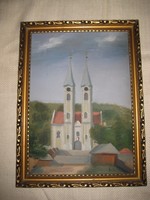 Máriagyűdi kegytemplom  festmény  26x35  cm kerettel szignós