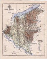 Somogy vármegye térkép 1897 I., lexikon melléklet, eredeti, megye, Gönczy Pál, Magyarország, antik