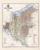 Somogy vármegye térkép 1897 II., lexikon melléklet, eredeti, megye, Gönczy Pál, Magyarország, antik