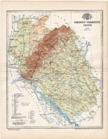 Pozsony vármegye térkép 1897 I., lexikon melléklet, eredeti, megye, Gönczy Pál, Magyarország, antik