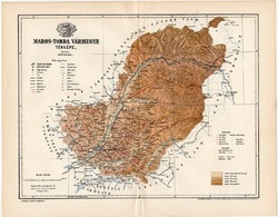 Maros - Torda vármegye térkép 1897 I., eredeti, megye, Gönczy Pál, Nagy - Magyarország, antik, régi