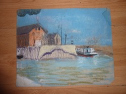 Zsigmond Fürst: river bank, marked with old pastel