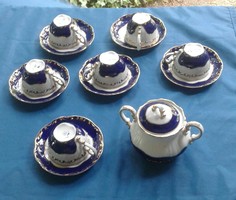 Zsolnay porcelán mokkáskészlet/mokkakészlet/készlet Pompadour III.6 csésze+6 alj+cukortartó