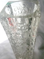 Régi cseh vastagfalu szögletes üveg váza