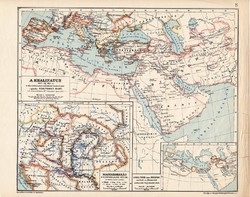 A Khalifatus 945, kiadva 1913, eredeti, atlasz, történelmi, Magyarország a honfoglalás végén, régi