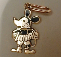 Régi 14 K Arany Mickey Mouse Mickey Egér 1930-as évek Ritkaság! Antik Medál Fekete Zománc