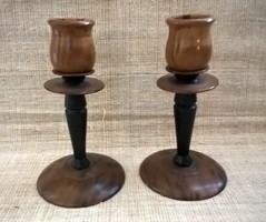 Pair of old art deco amber candlesticks in good condition