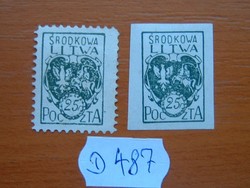 KÖZÉP-LITVÁNIA 25 F 2 FAJTA 1921 Közép-Litvániai Köztársaság címere D487