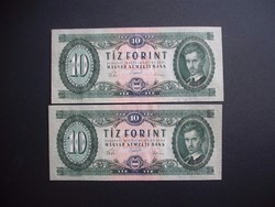 2 darab 10 forint 1957 Sorszámkövető !!!  