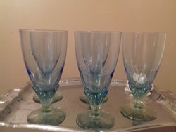 Szirom talpas irizáló kék zöld üveg poharak 5 db pohár