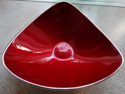 Vintage silver plated serving bowl with red enamel inside, Reed&Barton