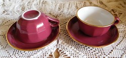 2 személyes francia teás csésze+ tányér. 7 x 11 cm
