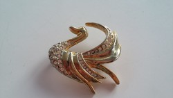Old Gold-Plated Gem Brooch Pin