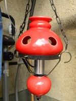Old red ceramic - wrought iron chandelier lamp