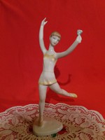 gyönyörű RITKA Art Deco Hollóházi balerina virággal porcelán figura a képek szerint 28 X 15 cm