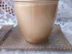 Arany-bronz színű virágkaspó-virágtartó .masszív, vastag falú  2 db  m 10 cm