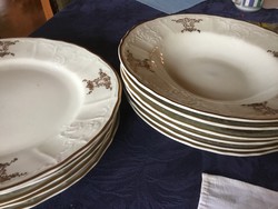Bernadotte porcelán tányérok, 5 lapos, 6 mély