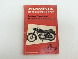 Pannonia motorkerékpár kezelése javítása kezelési javítási könyv 1960